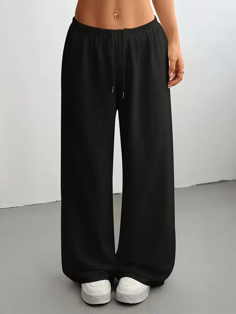 Women Jogger Cotton Pants Casual Drawstring Loose Unisex Wide Leg Straight Pants Sweatpants Spring Autumn Baggy Gym Track Pants