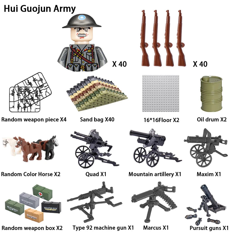 WWII Infantry Military Soldier War National Army Mini Gun Weapon Models Building Blocks Building Blocks Toys for Kids
