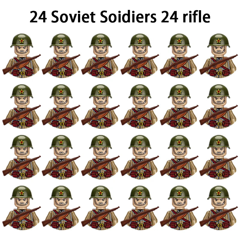 WWII Infantry Military Soldier War National Army Mini Gun Weapon Models Building Blocks Building Blocks Toys for Kids