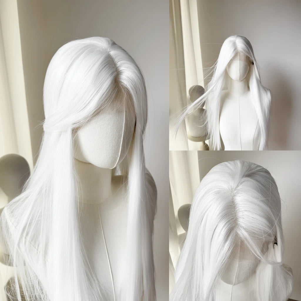Ashely Platinum Blonde Wig 26inch 13x4 Lace Front Wig Long Straight Synthetic Lace Wigs High temperature Fibers for Cosplay