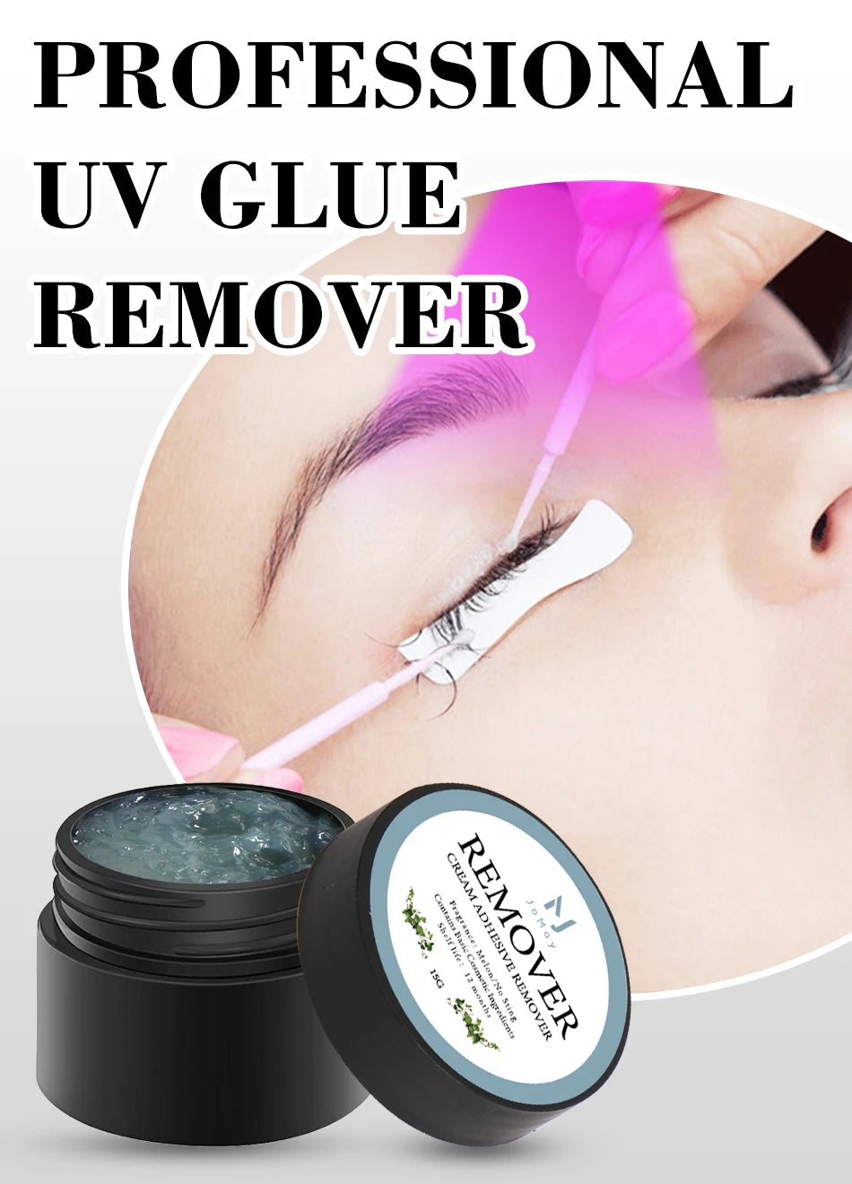 JOMAY 0.5Sec Eyelash Extension Glue Black Fast Dry UV Lashes Glue Black Eyelash Glue Lash Remover For UV Eyelash Extension