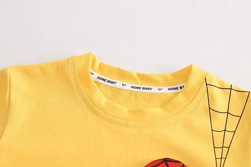2025 Summer Baby Boys Spiderman Short Sleeve T-shirt+Jeans Sets Clothes Kids Fashion Clothing Outfits Children Sports Suits