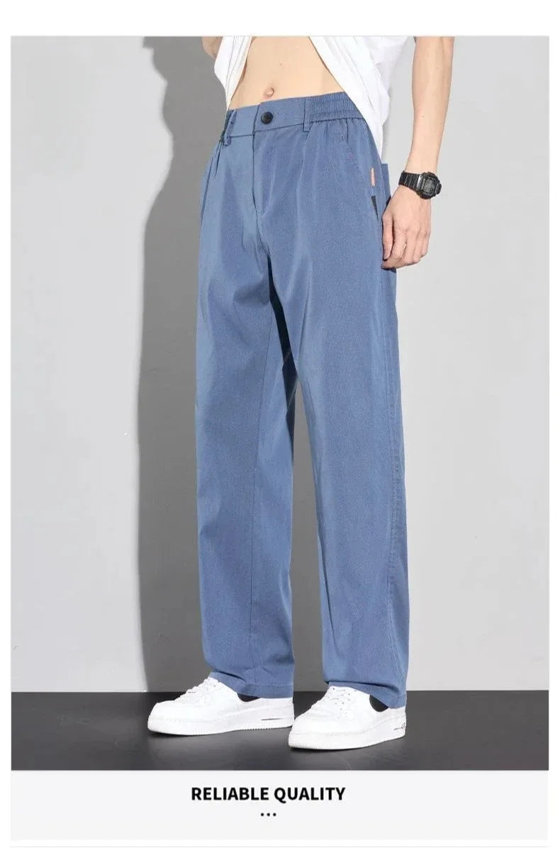 2026 Thin Summer New Men's Soft Lyocell Casual Pants Comfortable Fashion Solid Color Simple Male Trousers Brand Clothing