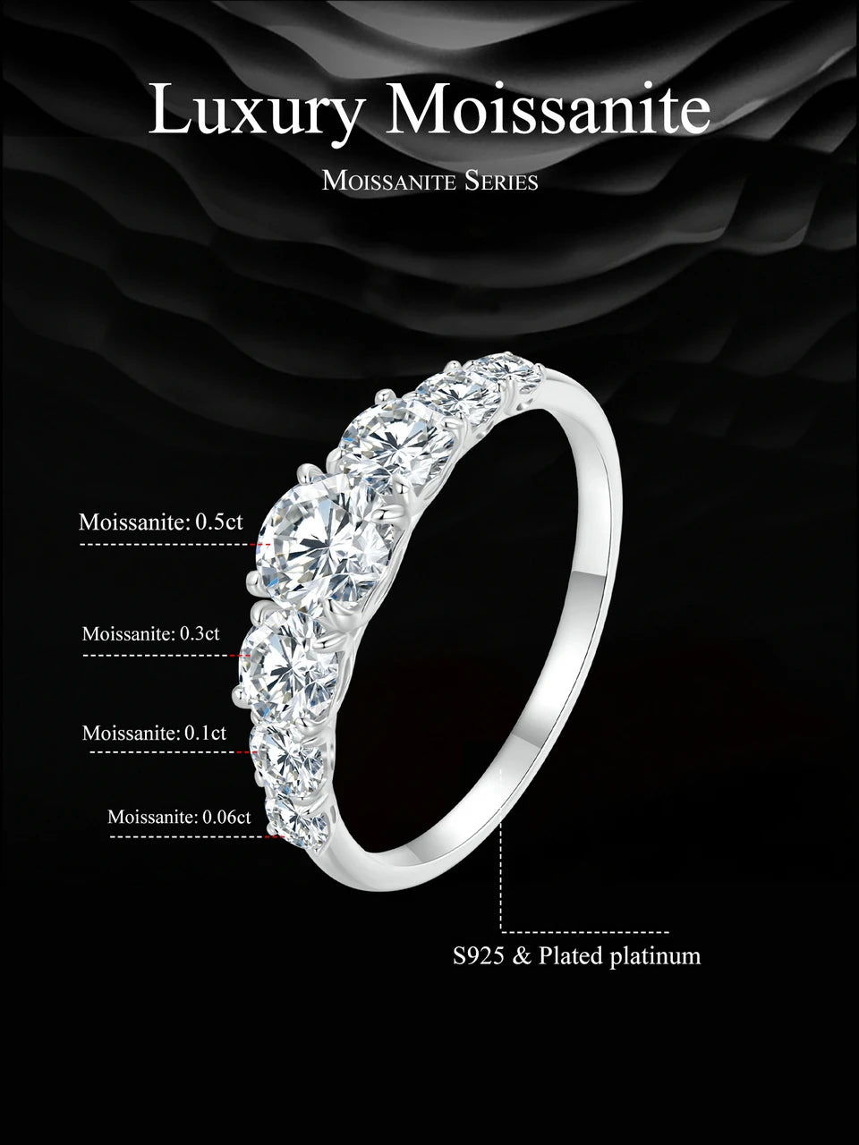 Bamoer Moissanite Ring Heart Setting D Color VVS1 EX Lab Diamond Ring 925 Sterling Silver for Women Engagement Wedding Jewelry