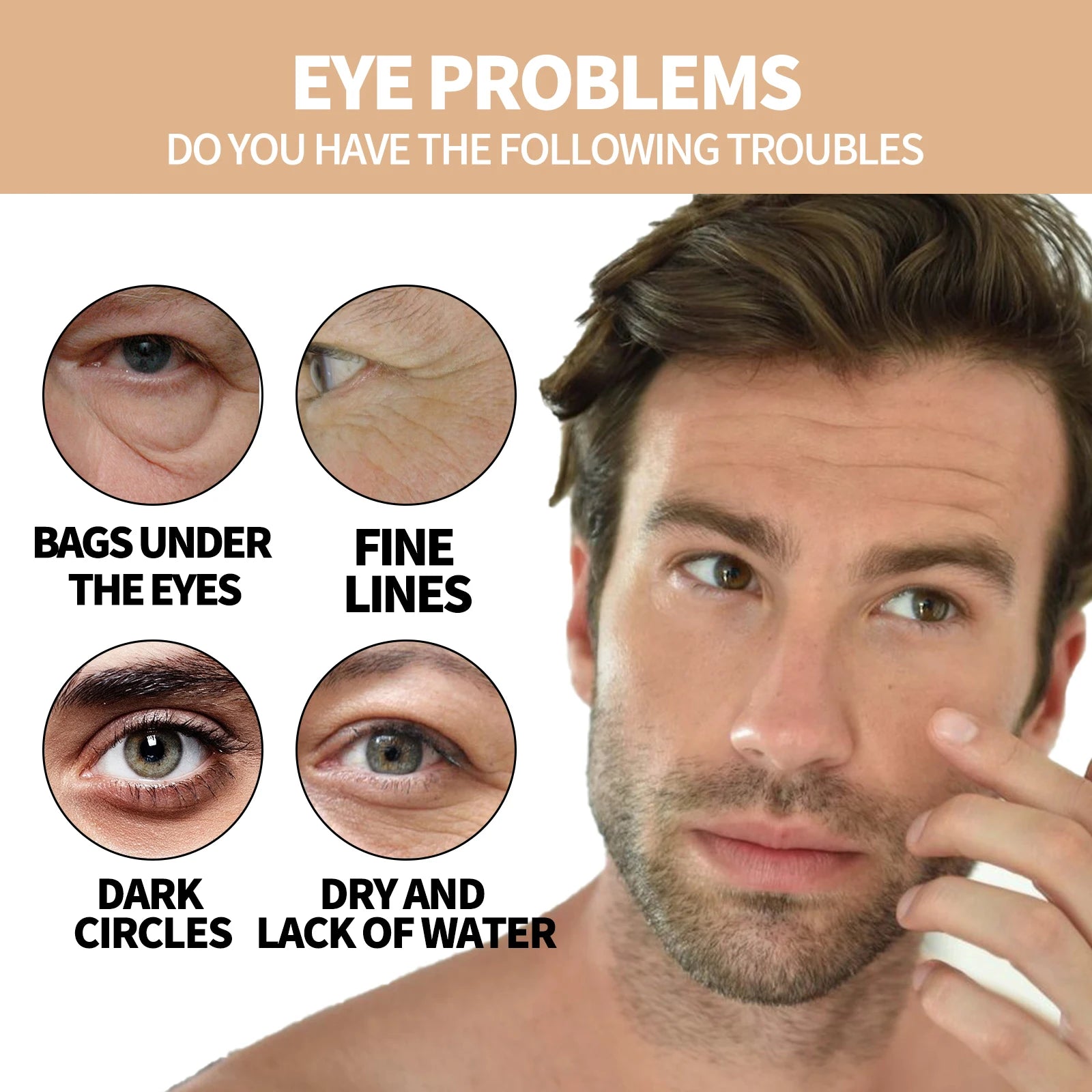 Men's Retinol Eye Cream Eye Bag Firming Lifting Cream Lightening Dark Circles Skin Instant Eye Repair Serum Stick Remover Gel