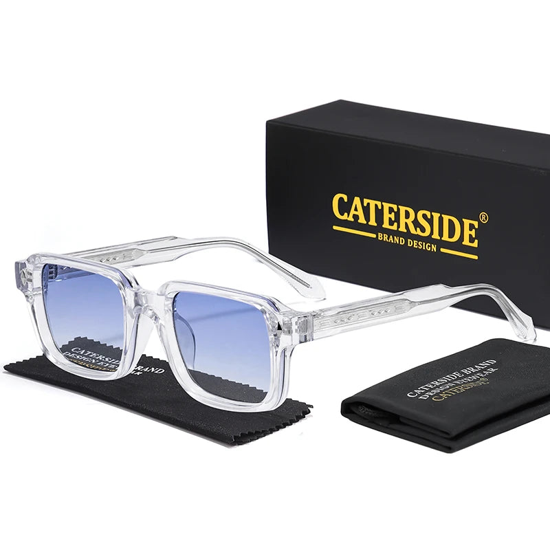 CATERSIDE Vintage Men's Square Sunglasses Brand Design Temple Tips Sun Glasses Women's Outdoor Travel Party Eyeglass UV400