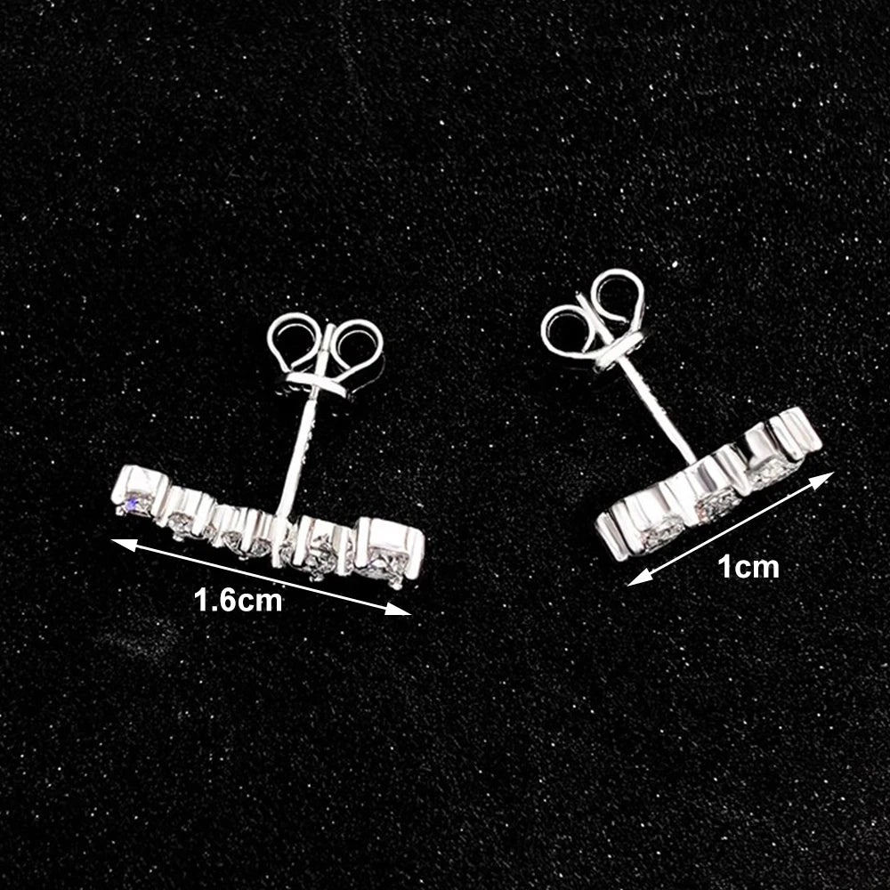 Real D Color Moissanite Diamond Earrings GRA Certified 925 Sterling Silver Sparkling Smile Stud Earrings for Women Jewelry Gift
