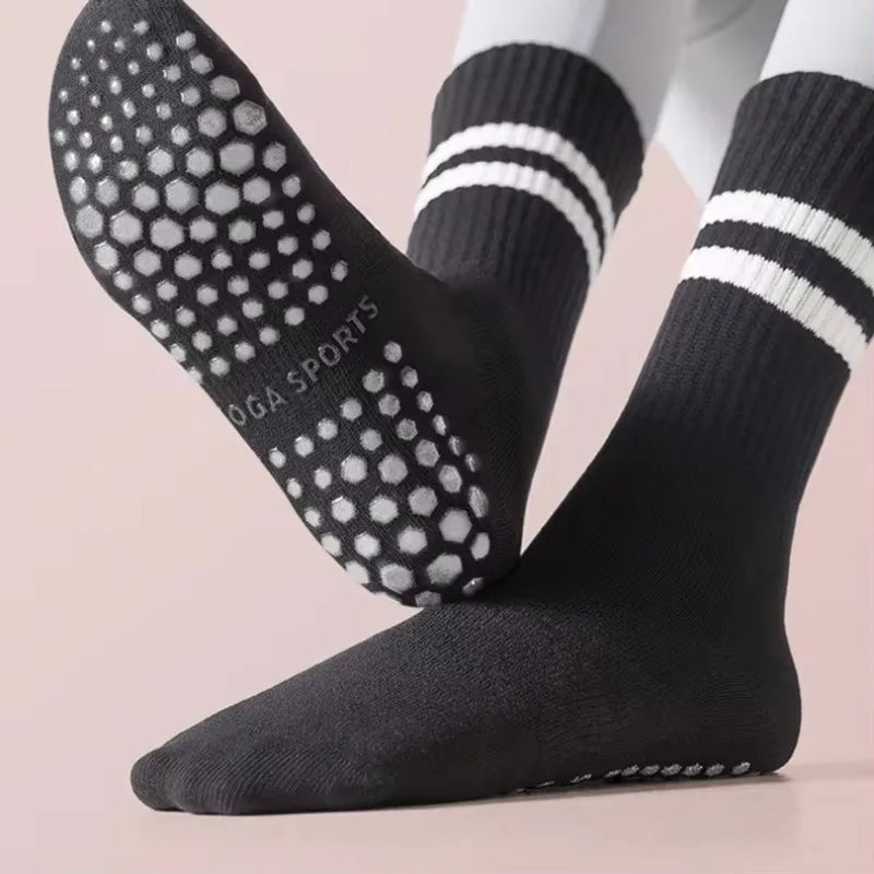 Professional Non-slip Yoga Socks Cotton Mid-tube Bottom Silicone Indoor Fitness Socks gym Floor Socks Dance Pilates Sports Socks