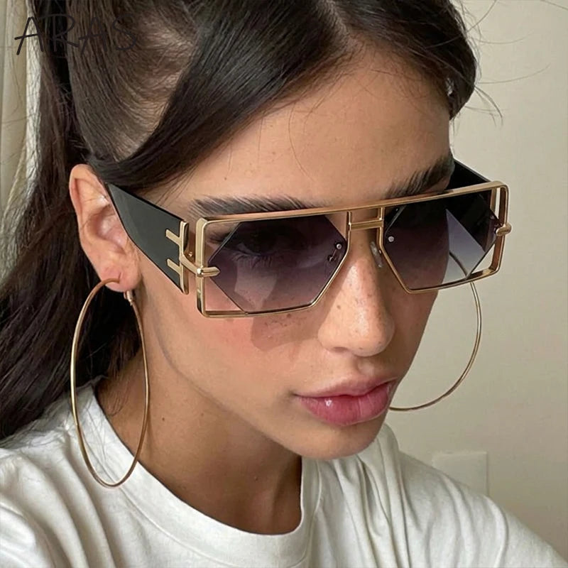 Steampunk Rectangle Sunglasses Women Men 2026 Luxury Hollow Metal Frame Sun Glasses Vintage Punk Hexagon Eyewear UV400 Shades