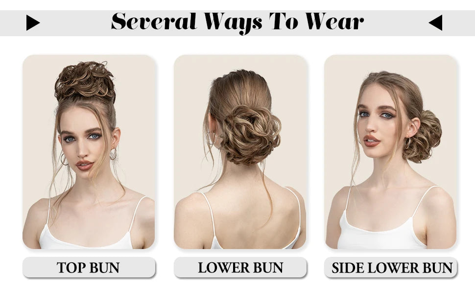 Synthetic Messy Hair Bun Extensions Big Curly Elastic Hair Scrunchies Hairpieces Chignon Donut Updo Hair Pieces for Women
