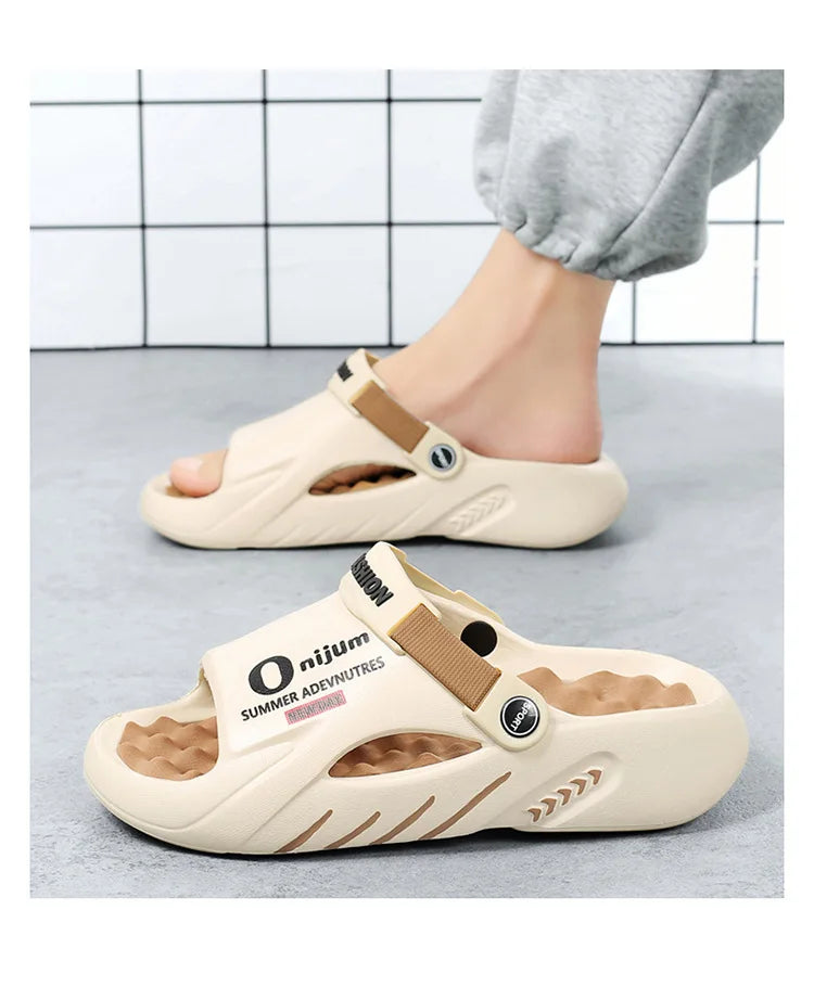 Pallene Summer Men's Slippers EVA Lightweight Slides Indoor Outdoor Sandals Leisure Beach Shoes Comfort Soft Sole Men's Slippers