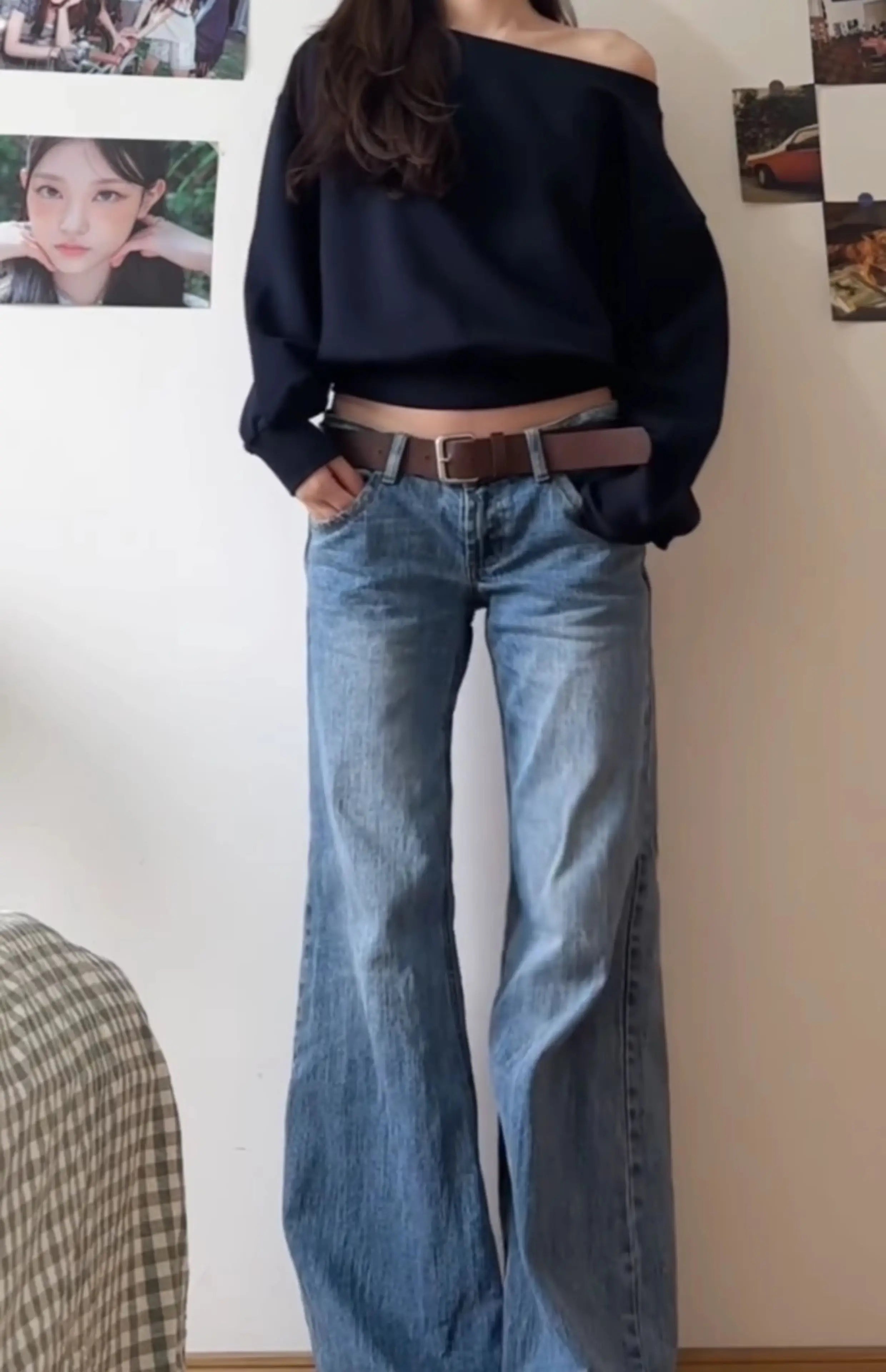 Autumn Winter Women Vintage Old Money Baggy Flare Jean Japanese Y2K Streetwear Denim Pants Grunge Bell-Bottom High Street Korean