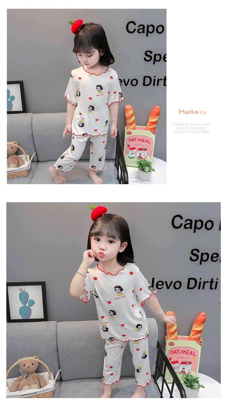 Baby Pajamas Sets Cotton Child Pajamas Toddler Summer Sleeveless Baby Nightwear Pyjamas Kids Cartoon Homewear Clothes