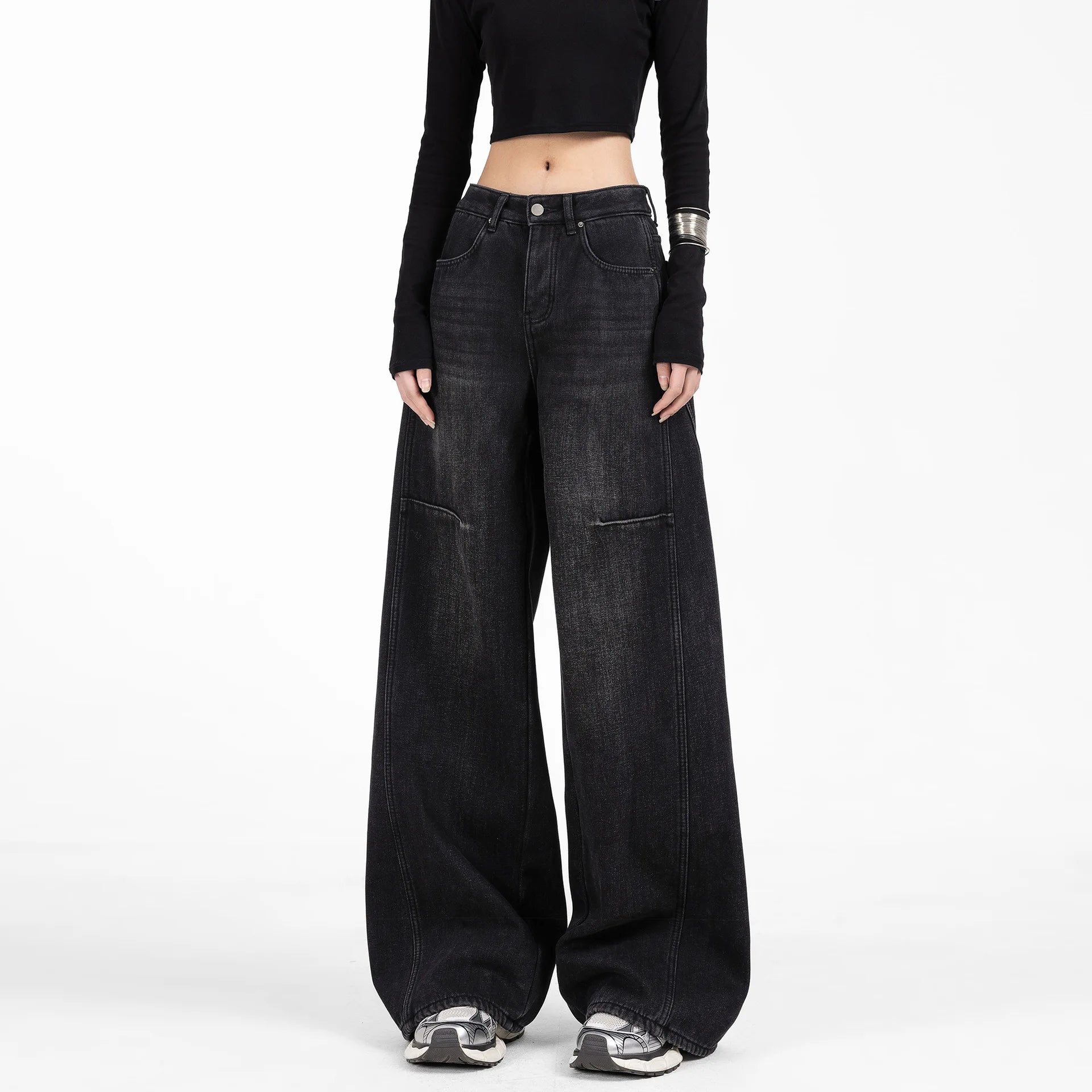 Spring Summer Women's Loose Jeans with Vintage High - Waisted Wide - Leg Design Streetwear Style
