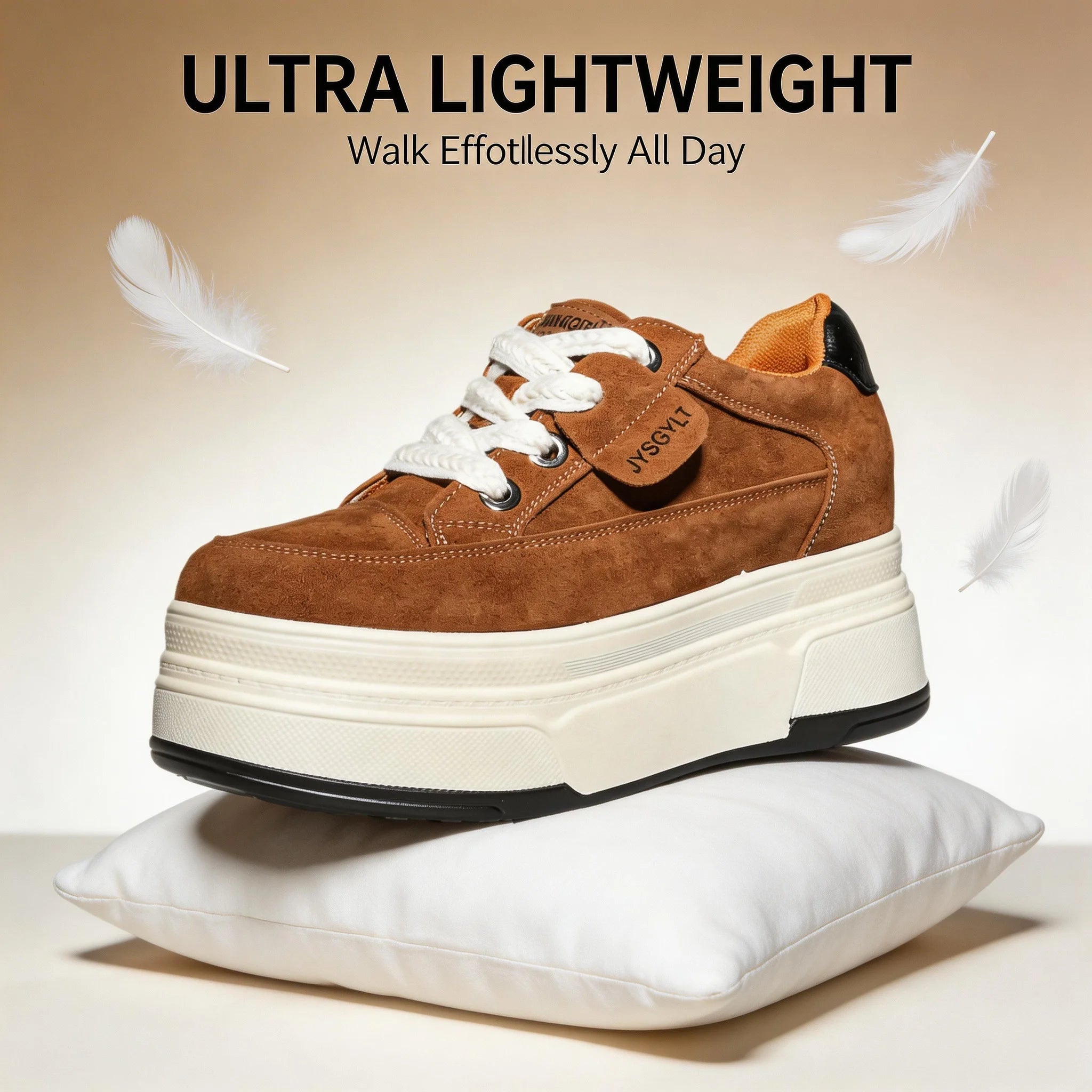 Fujin 9cm 3 inch comfortable platform sneakers for women Genuine Leather Women Vulcanized Shoes Platform High Heels Casual Shoes