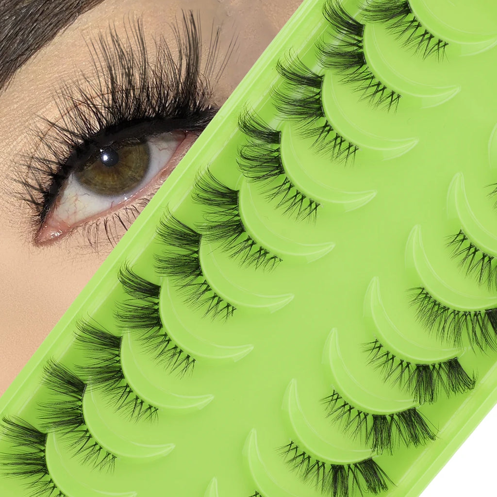 New Half Eyelashes 3/10Pairs Half Lashes Natural 3D Cat Eye Lashes Clear Stem False Eyelash Extension Makeup Faux Cils maquiagem