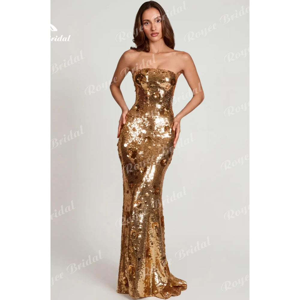 Luxury Strapless Mermaid Prom Dresses 2026 Sequins فساتين سهرة платье на evening birthday dress Customized