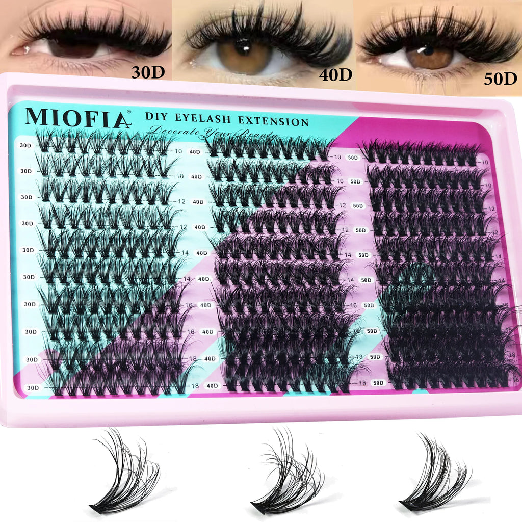 MIOFIA Wispy Thick Lashes Cluster 50D 80D 100D 150D Natural Fluffy False Eyelash Extension Cat Eye Lashes Mixed Tray Makeup