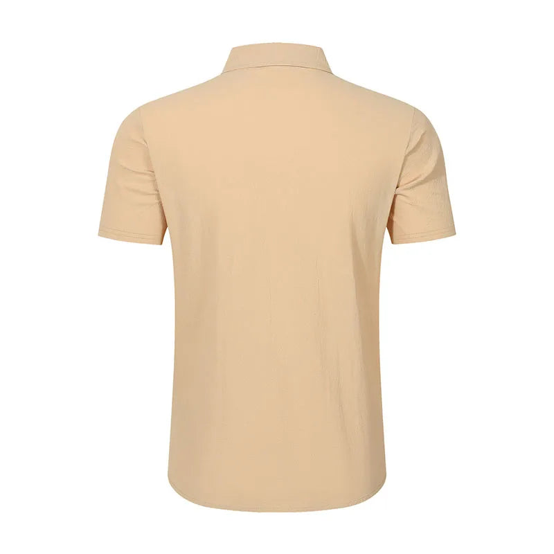 Men's Linen Blend Short Sleeve Button Down Shirt Casual Beach Tops with Chest Pocket Breathable Lightweight Summer Shirts forMen