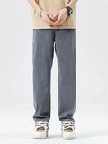 Ultra Thin Baggy Jeans Men's Summer New in Lyocell Soft Breathable Straight Trousers Elastic Waist Casual Blue Gray Wide Pants