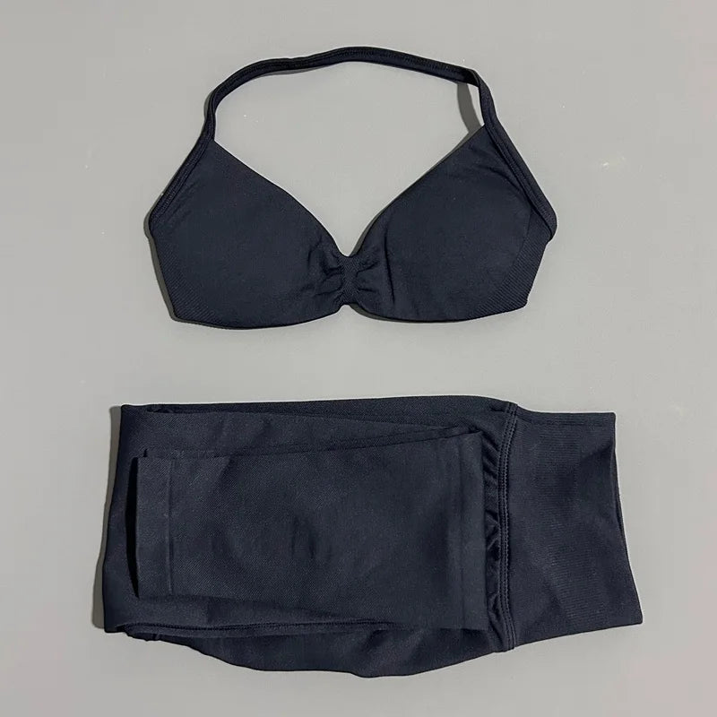 2 Piece Yoga Clothes Women Tracksuit Athletic Wear Pilates Fitness Suit Gym Workout Push Up Clothes Sports Bra Leggings Suit