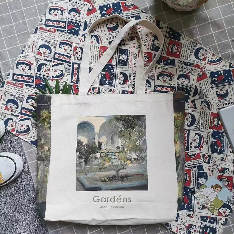 Van Gogh Morris Shoulder Bags for Women Vintage Shopping Bag with Handle Zipper Casual Canvas Tote Bag Bolsa Feminina
