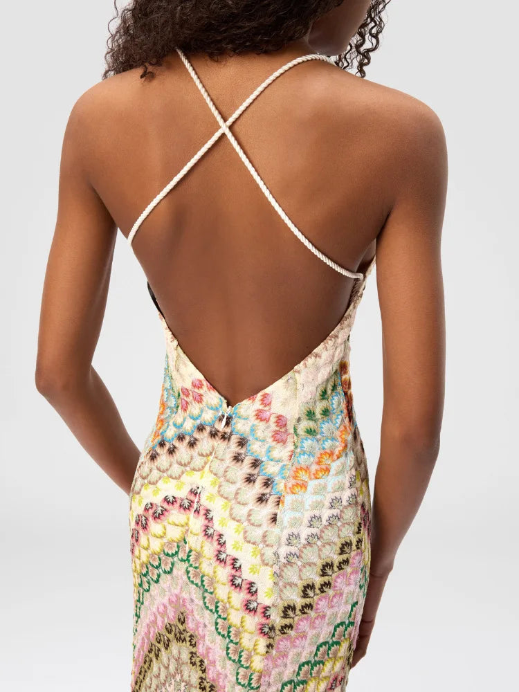 2026 New Style Dress Patchwork Long Gown Sexy Strap Dress Handmade Crochet Chic Woman 2025 Summer Dress Robe Vestido Women