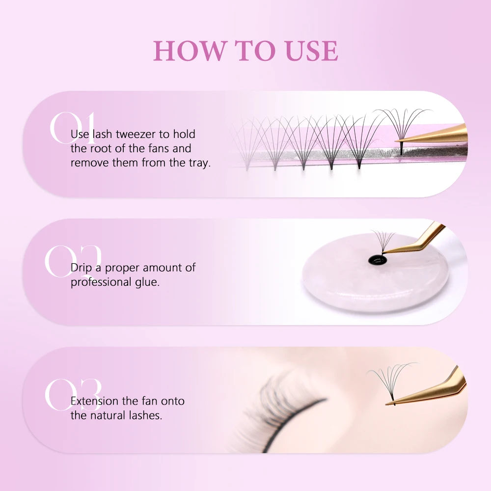 OWOSC Pointy Base Premade Volume Fans Eyelash Extension 3D/6D/8D/10D/12D/14D Individual Sharp Pointy Stem 320 fans Custom Logo