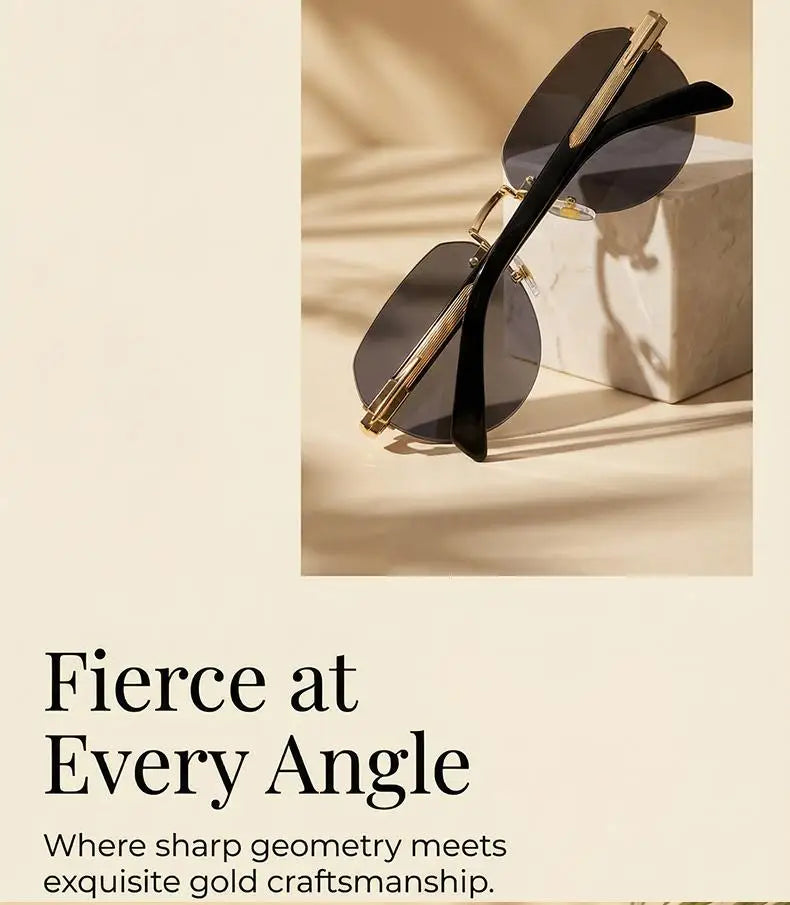 2026 Fashion Square Rimless Sunglasses Women Vintage Gold Metal Frameless Polygon Sun Glasses Lady Pilot Eyewear Cut Edge Shades