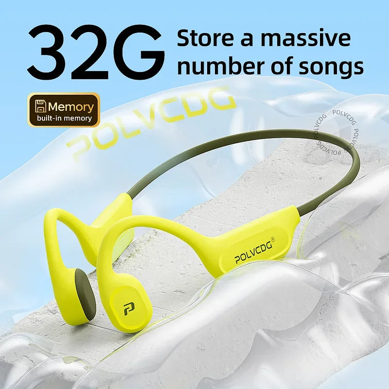 POLVCDG X9 Bone Conduction Earphones IPX8 Waterproof Open Swimming Earphones 32G Ear Hanging Earphones Tennis Running Cycling