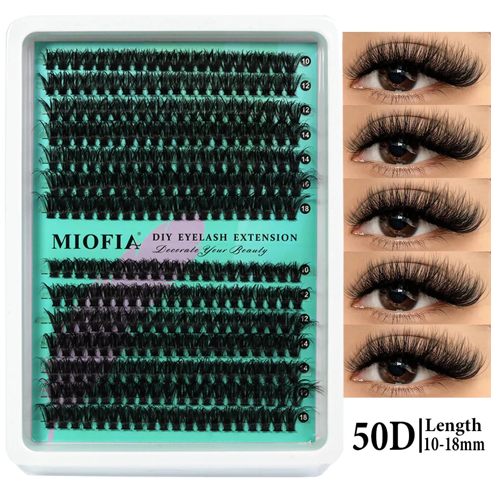 MIOFIA Wispy Thick Lashes Cluster 50D 80D 100D 150D Natural Fluffy False Eyelash Extension Cat Eye Lashes Mixed Tray Makeup