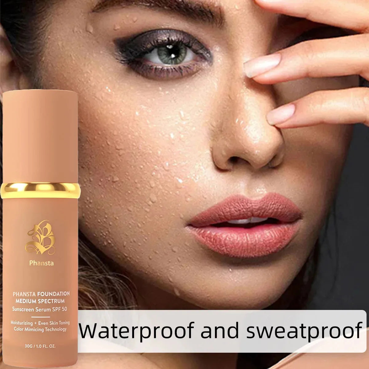 4 in 1 Foundation Liquid Hydrating Medium Full Coverage Concealer SPF 50+ Longwearing Waterproof Foundation Natural Face Makeup