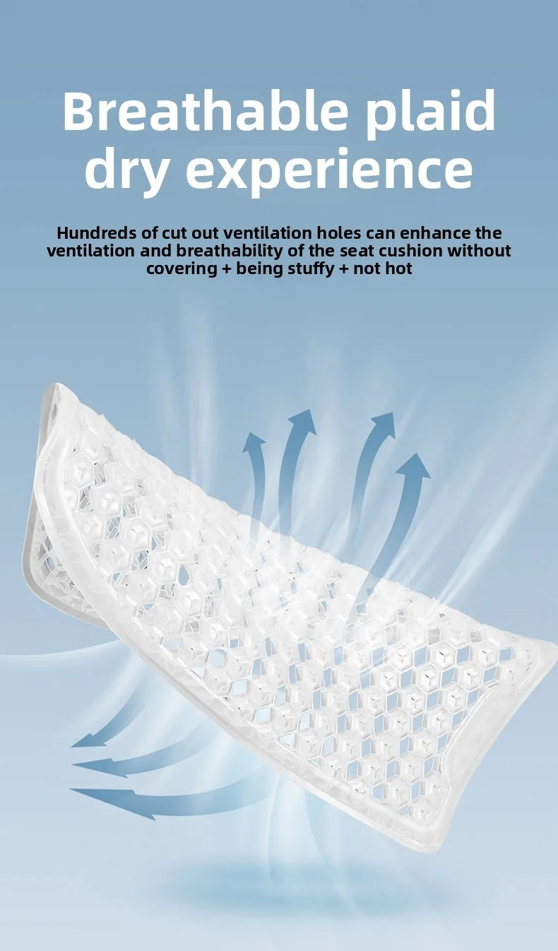Honeycomb Design Gel Cushion Breathable, Soft and Easy to Clean Provides Comfortable Support Elastic Gel Car Seat Cushion