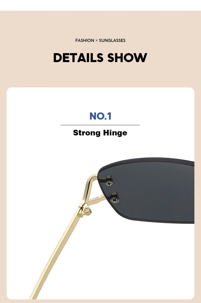 New Small Narrow Rimless Sunglasses Fashion Frameless Rectangle Tinted Lens Eyewear 90s Glasses for Women Men