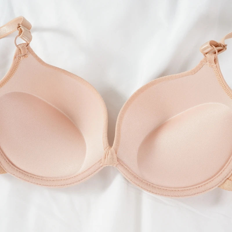 Push Up Bra Sexy Women's for Gathering Small Breasts Deep V Underwire Solid Bras Backless Intimate Underwear Padded Bra