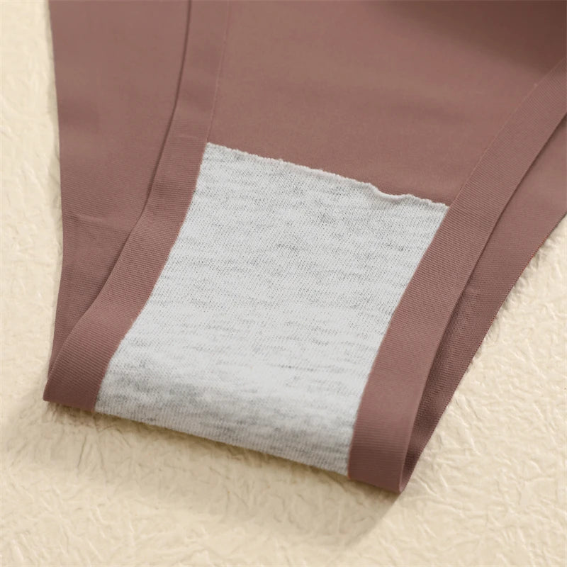 5PCS Seamless Underpants Women Ice Silk Thongs Sexy Low Waist Bikini T-back Female Solid Color Traceless G-String Panties XS-XL