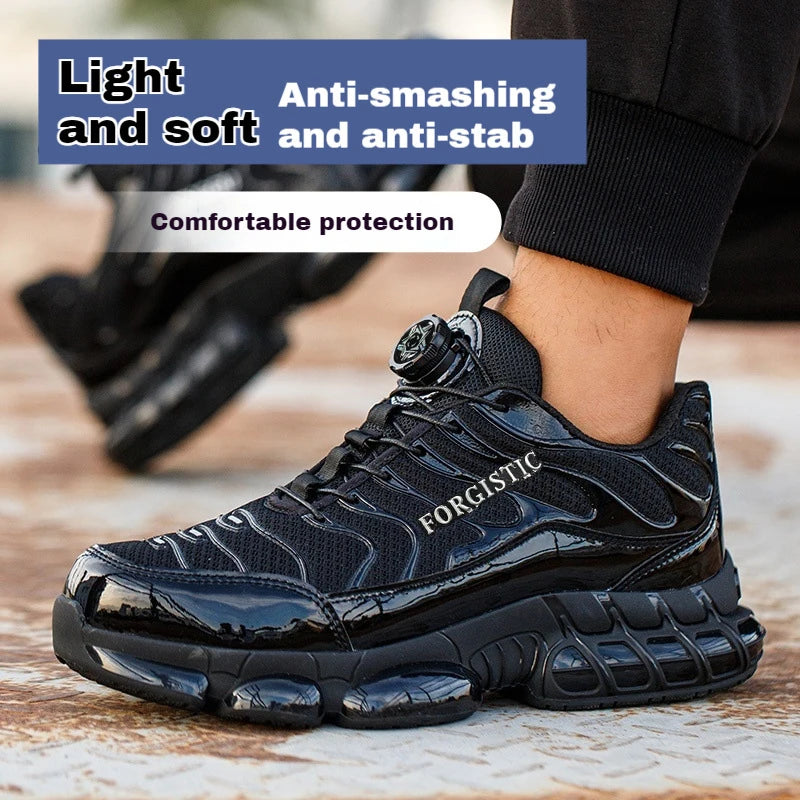 Men's Rotary Button Safety Shoes Anti-Impact Anti-Piercing Indestructible Work Shoes Fashionable Comfortable Safety Sneakers for
