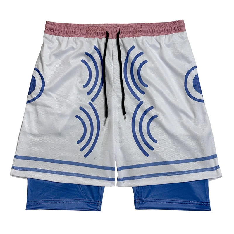 2 in 1 Athletic Gym Shorts for Men Stylish 3D Print Shorts with Pockets Quick Dry Stretchy Summer Sports Fitness Running Jogging