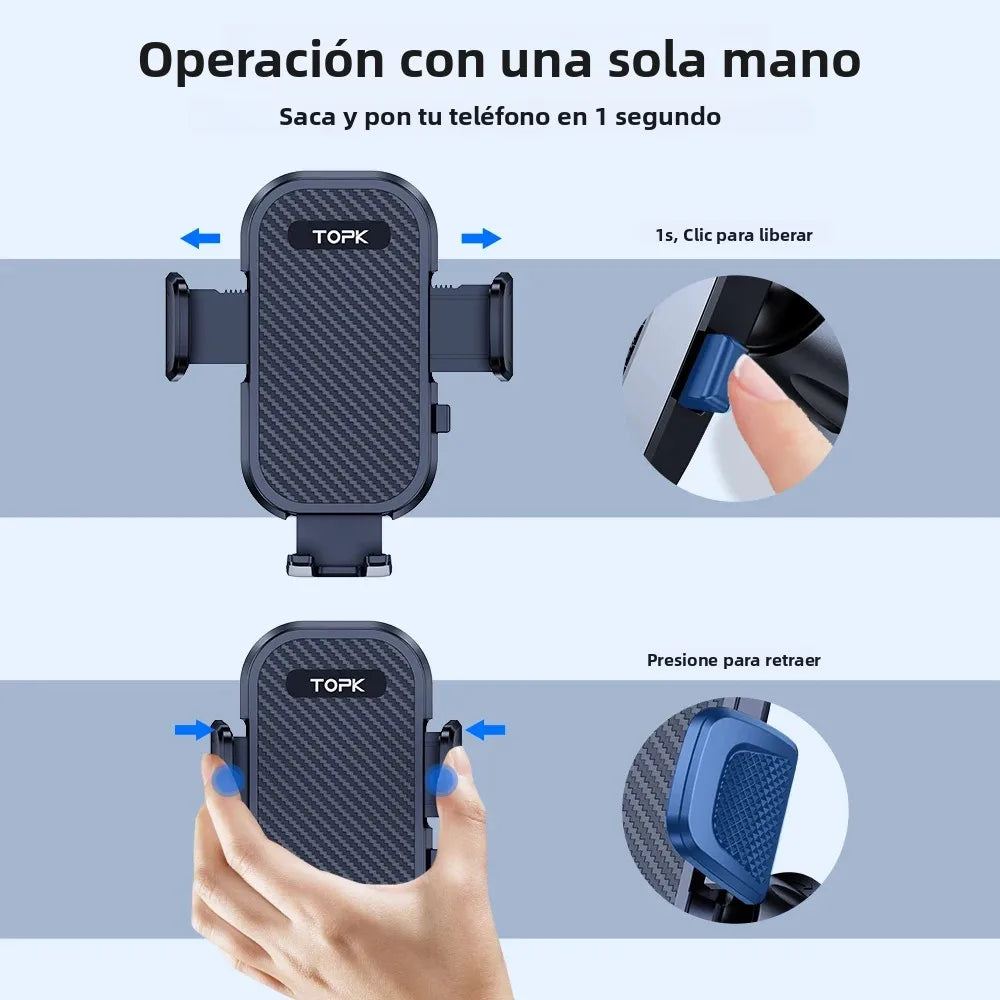 TOPK Car Phone Holder Air Vent Mount for Big Phones & Thick Cases | Hands-Free Clamp Cradle for iPhone, Samsung, All Smartphones