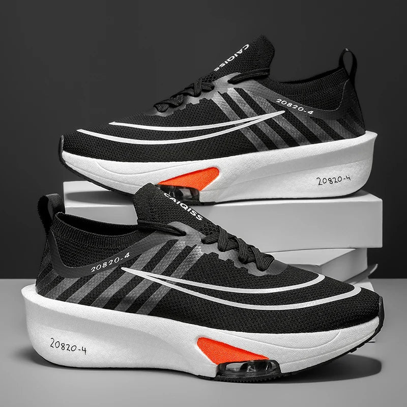 Men's Lightweight Running Shoes - Breathable Low-Top Sneakers with Cushioned Soles, Arch Support, and Anti-Slip Texture - Knit Fabric and Mesh Design, Suitable for Marathon, Gym, Jogging, and Gymnastics - Gradient Color - Sne