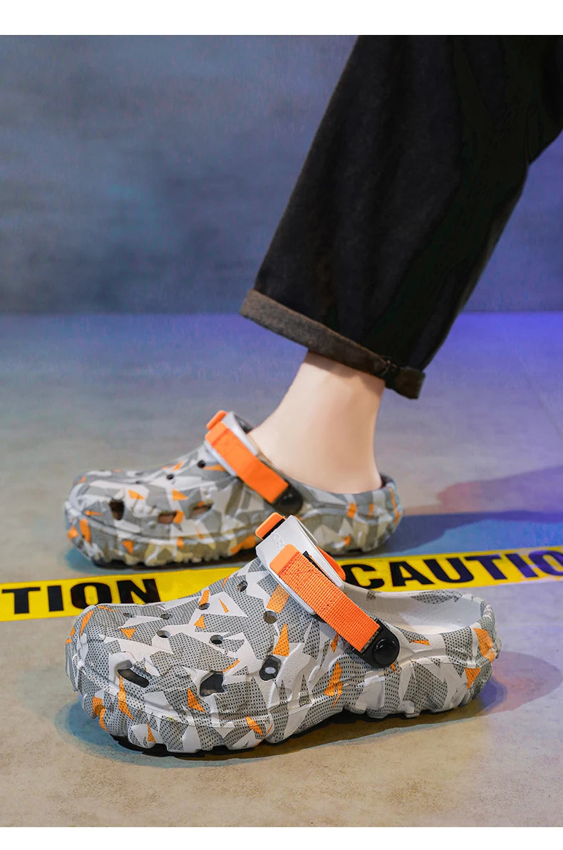 Shoes Men's Clogs Slippers Sandals 46 47 Male Garden Shoes Flat Camouflage Sandals Male Big Size Outdoor Flip Flops Home Clogs