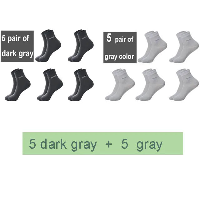 10Pairs/Lot Men Bamboo Socks Brand Comfortable Breathable Casual Business Men's Crew Socks High Quality Guarantee Sox Male Gift