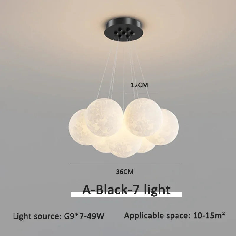 Modern Minimalist LED Ceiling Pendant Lamps Design Cream Ball Chandelier Light Home Decor for Living Dinning Room Bedroom Indoor