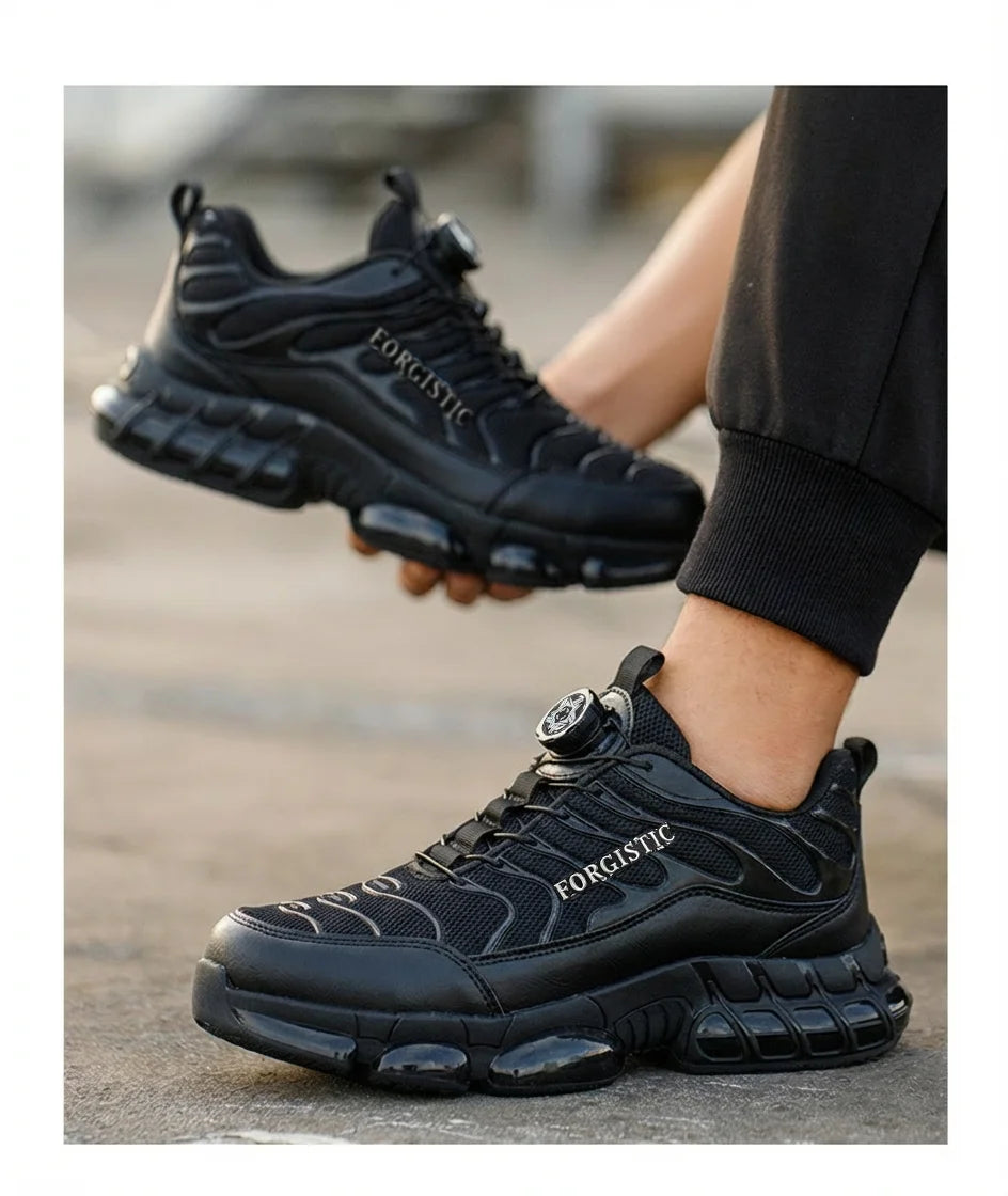Men's Rotary Button Safety Shoes Anti-Impact Anti-Piercing Indestructible Work Shoes Fashionable Comfortable Safety Sneakers for
