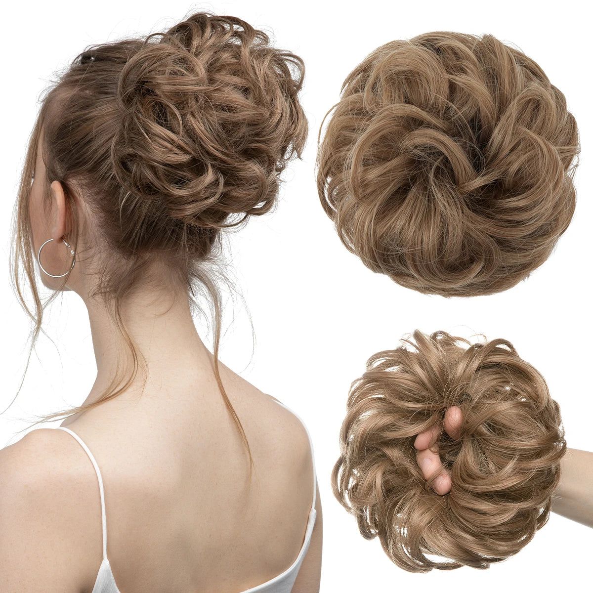 Synthetic Messy Hair Bun Extensions Big Curly Elastic Hair Scrunchies Hairpieces Chignon Donut Updo Hair Pieces for Women