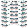 20 Pcs Heart Shape Sunglasses Women Fashion Rimless Gradient Multicolor Rave Sun Glasses Trendy Cute Beach Vacation Decor Shades