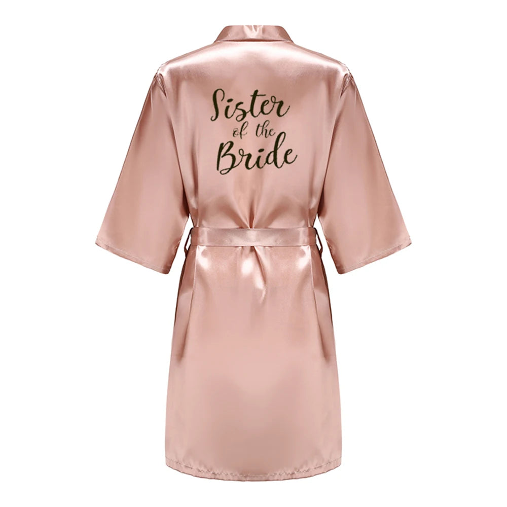 Bride Bridesmaid Wedding Robe Kimono Bathrobe Gown Nightgown Casual Satin Short Women Sexy Nightwear Sleepwear YS1666