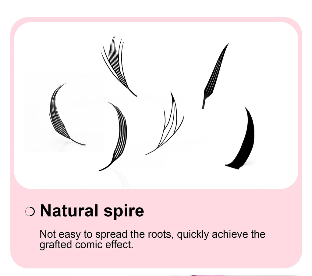 LAKANAKU Narrow Spire Eyelashes Extension Anime Lashes Spire Clusters Manga Style Feather Lightweight Premade Fans Extension