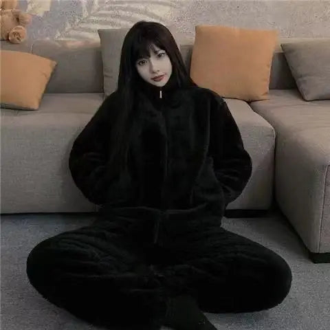2024 Winter Men's and Women's Underwear Set Pajamas Winter Thick Velvet Coral Flannel Home Clothes Pajamas