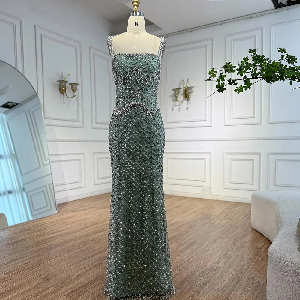 Luxury Sliver Designer Evening Dresses with Sparkling Crystal Gowns For Woman wedding party Serene Hill 2025 Customized LA72919